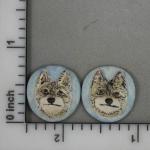 Tiny Sculpted Wolf-- China Painted -pair