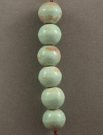 Pistacio Glazed Bead Set - 6  (15mm) 