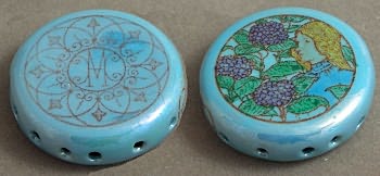 Lady with Flowers Blue Focal Bead- multi