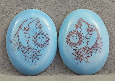 Pagan Design Bead Pair -- Moon Design