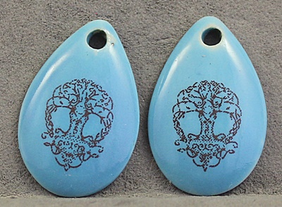 Pagan Design Bead Pair -- Thor's Hammer