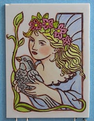 Lady with Bird Plaque